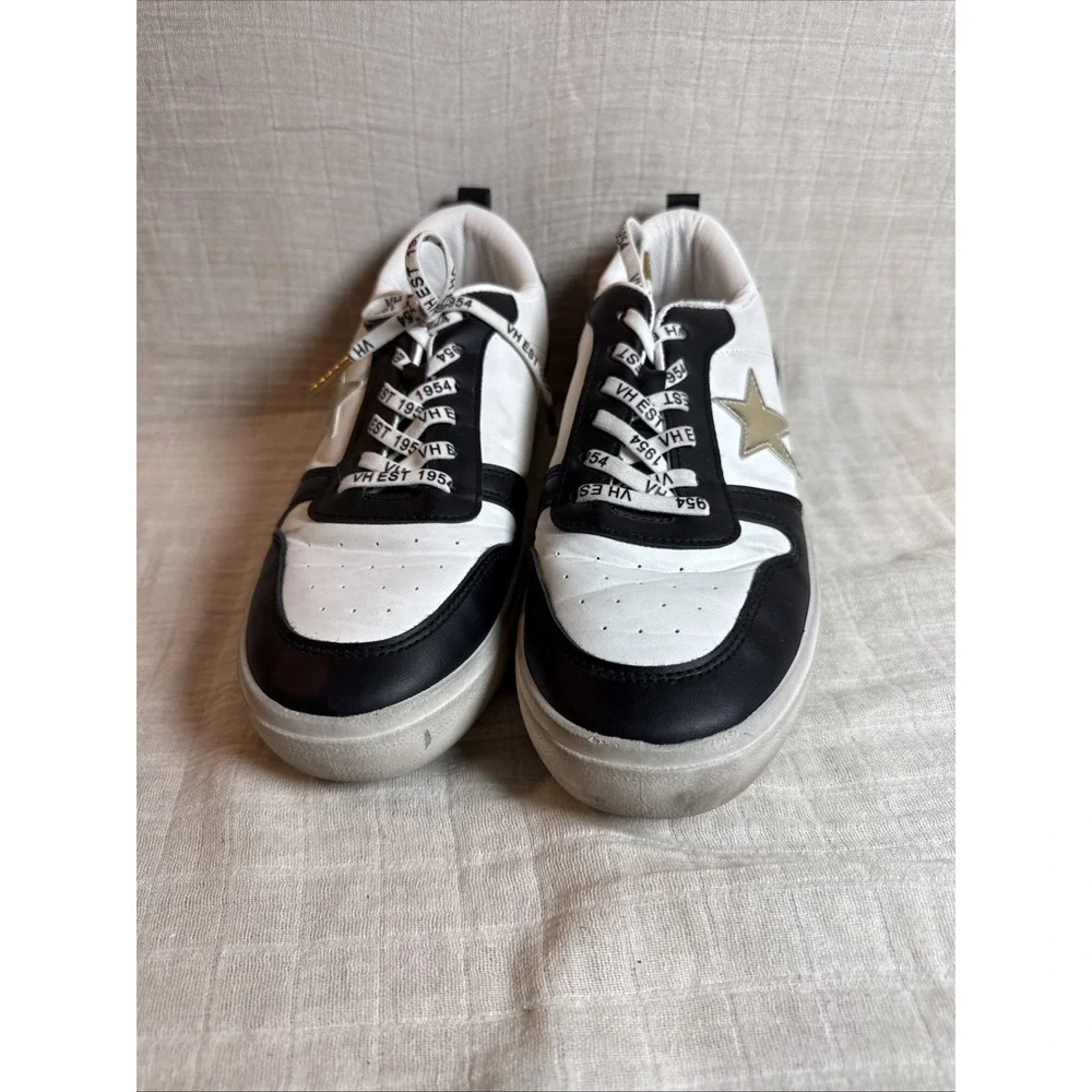 Vintage Havana Reflex‎ Metallic Lace Up Sneakers black gold white size 9